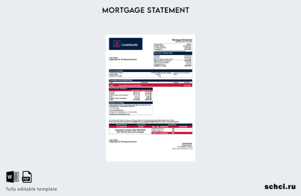 цифровая загрузка Исландия Landsbankinn выписка по ипотеке Word и шаблон PDF